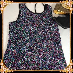 Stenay sequin top with beaded rope back interest